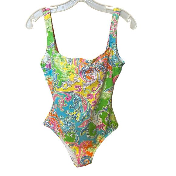 Lauren Ralph Lauren Other - Lauren Ralph Lauren Women’s One Piece Yellow Paisley Pastel Swimsuit Size 12